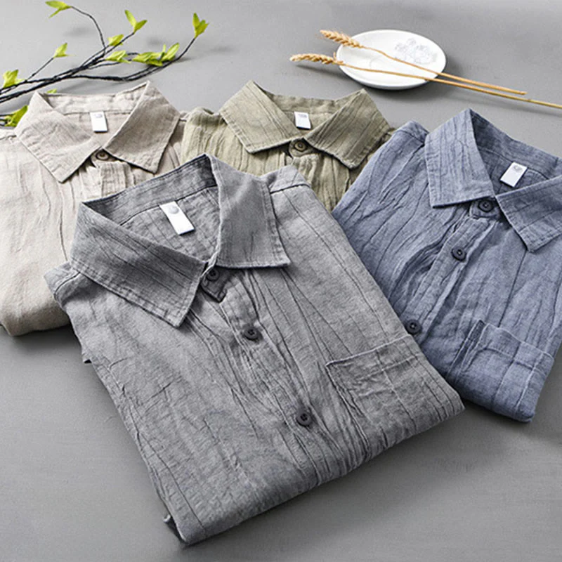Camicie da uomo in lino ramia con Buddha Stones - Image 20