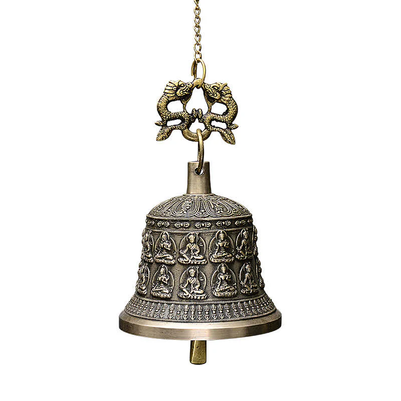 Campanello a vento con drago e Buddha inciso tibetano, decorazione da appendere alla parete in rame - Image 12