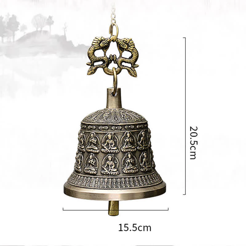 Campanello a vento con drago e Buddha inciso tibetano, decorazione da appendere alla parete in rame - Image 13