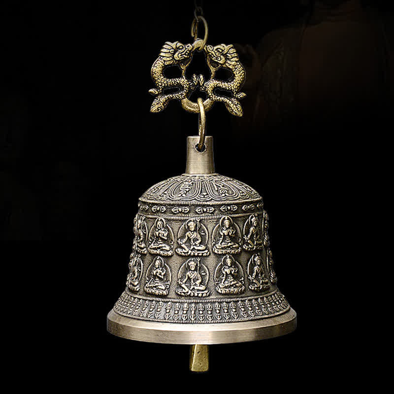 Campanello a vento con drago e Buddha inciso tibetano, decorazione da appendere alla parete in rame - Image 9