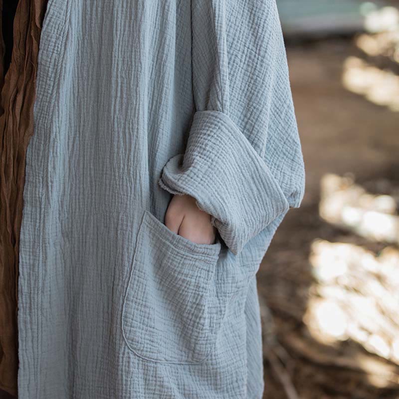 Cappotto a maniche lunghe con motivo semplice Buddha Stones Zen Meditazione Giacca in cotone con apertura frontale - Image 23