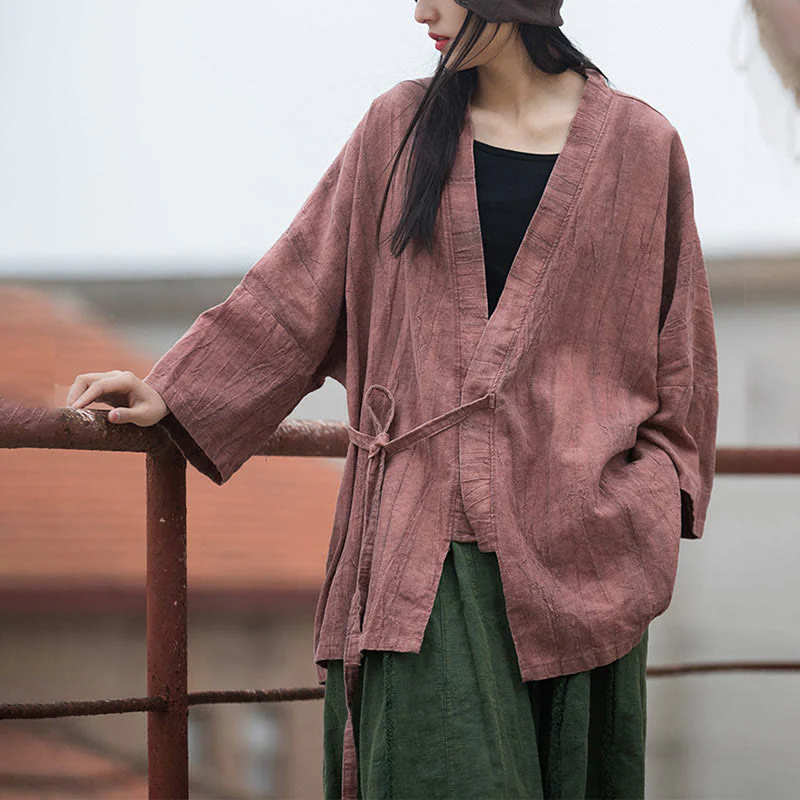 Cappotto con lacci e tie-dye con Buddha Stones , meditazione zen, giacca aperta sul davanti - Image 13