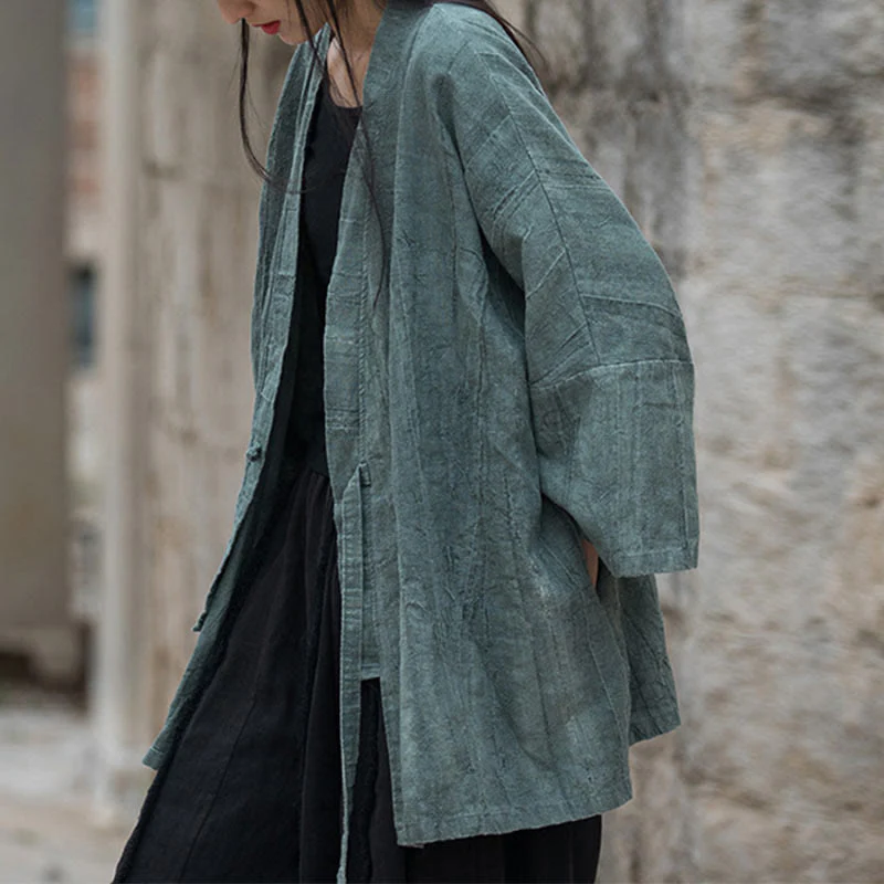 Cappotto con lacci e tie-dye con Buddha Stones , meditazione zen, giacca aperta sul davanti - Image 22