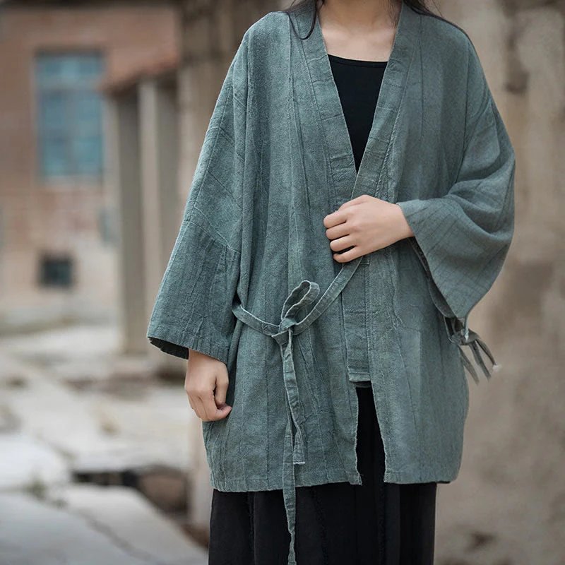 Cappotto con lacci e tie-dye con Buddha Stones , meditazione zen, giacca aperta sul davanti - Image 23