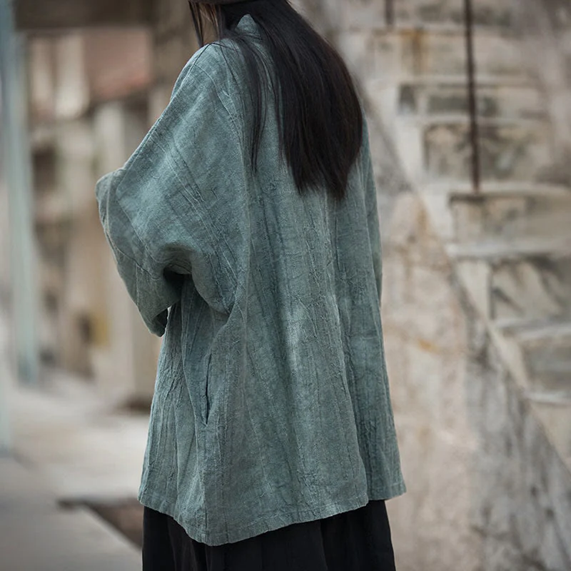 Cappotto con lacci e tie-dye con Buddha Stones , meditazione zen, giacca aperta sul davanti - Image 25