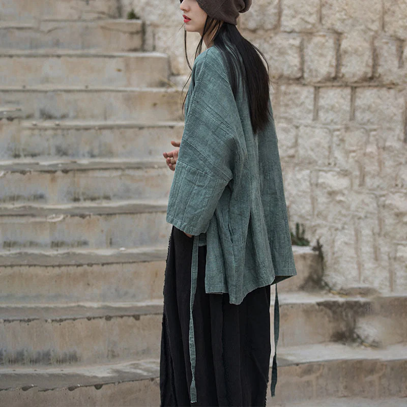 Cappotto con lacci e tie-dye con Buddha Stones , meditazione zen, giacca aperta sul davanti - Image 27