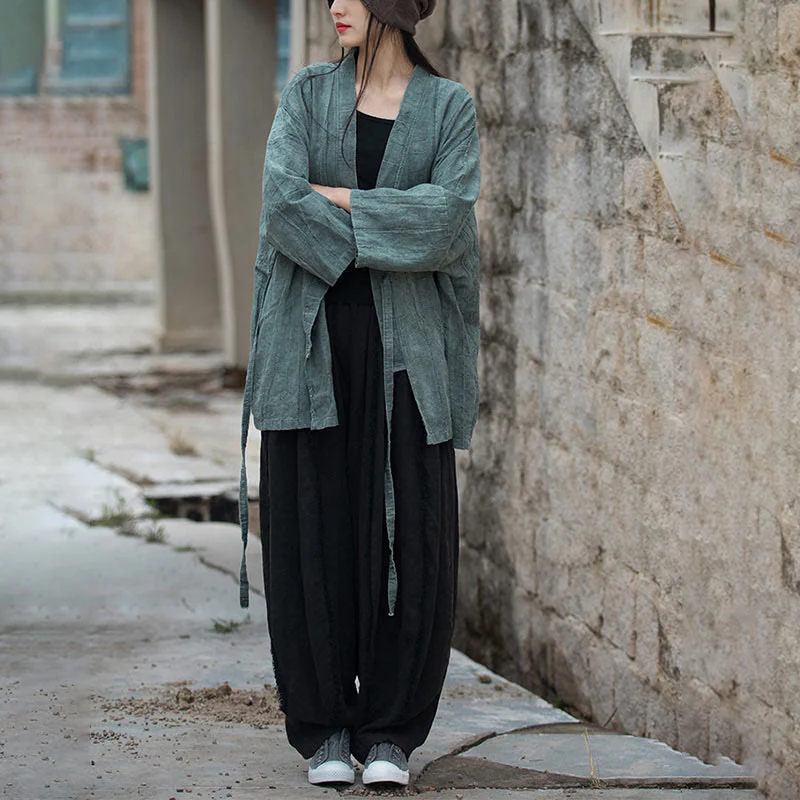 Cappotto con lacci e tie-dye con Buddha Stones , meditazione zen, giacca aperta sul davanti - Image 28