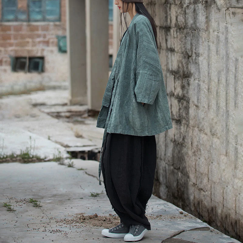 Cappotto con lacci e tie-dye con Buddha Stones , meditazione zen, giacca aperta sul davanti - Image 30