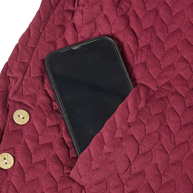 Cappotto da donna con cappuccio a maniche lunghe e tasche, modello spiga di grano autunnale Buddha Stones, di media lunghezza - Image 4