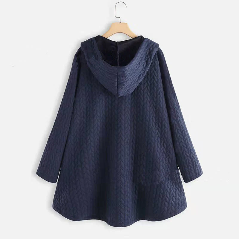 Cappotto da donna con cappuccio a maniche lunghe e tasche, modello spiga di grano autunnale Buddha Stones, di media lunghezza - Image 9