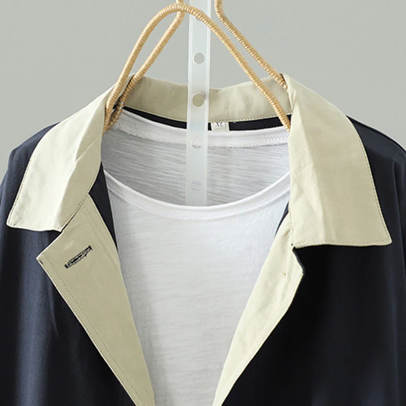 Cappotto da donna in cotone a maniche lunghe con tasche, motivo patchwork, bottoni a risvolto Buddha Stones - Image 15