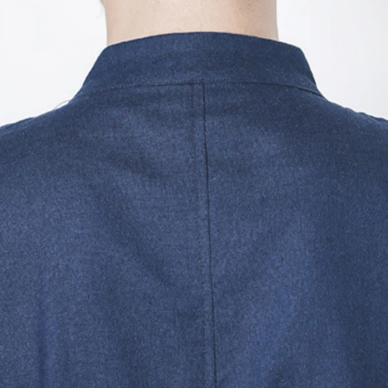 Cappotto da uomo in lino con bottoni a forma di rana, lunghezza media , Buddha Stones Fall Zen Clothing - Image 11