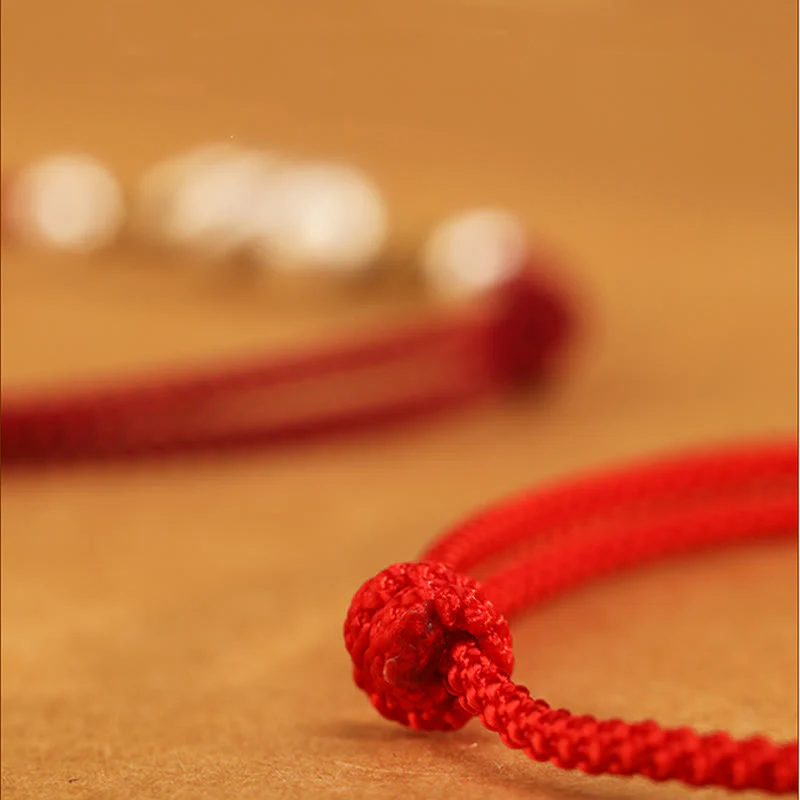 Cavigliera con corda rossa in argento sterling 999, anno del serpente, Buddha Stones - Image 8