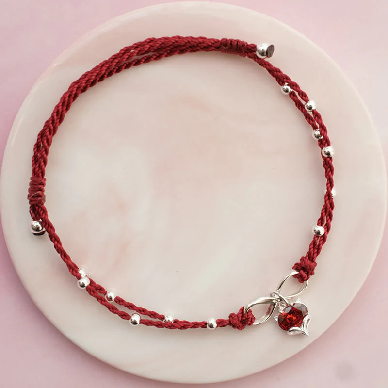 Cavigliera intrecciata con Buddha Stones, simbolo dell'amore, cuore e infinito - Image 4