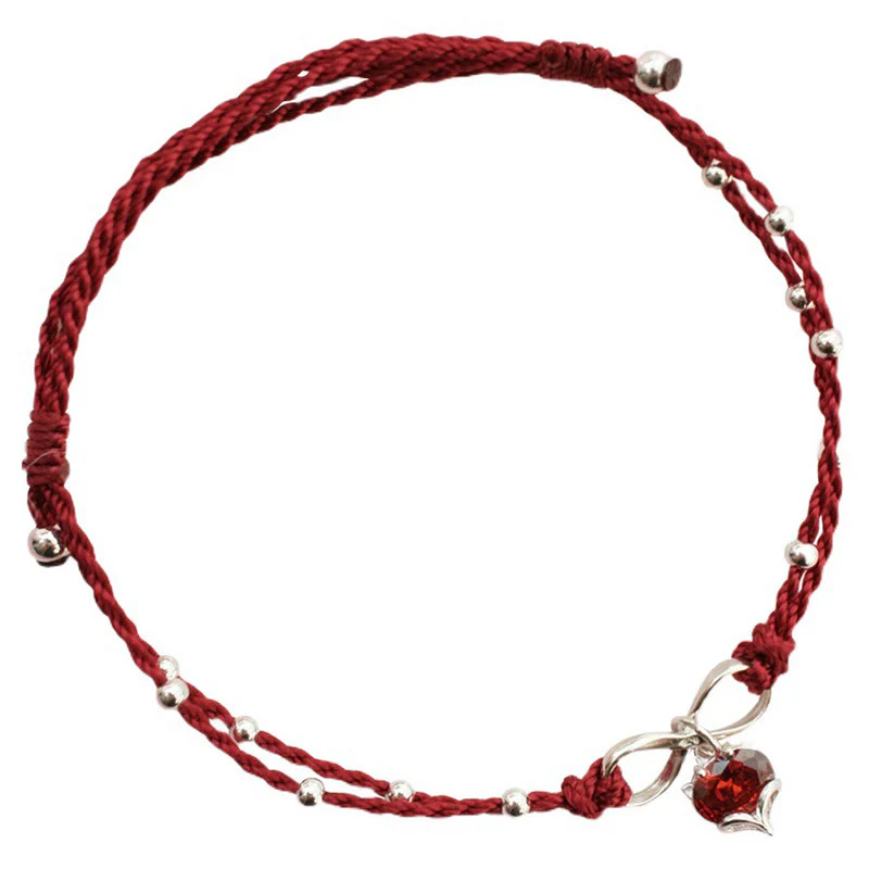 Cavigliera intrecciata con Buddha Stones, simbolo dell'amore, cuore e infinito - Image 9