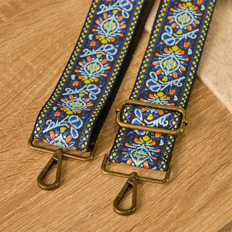 Cinghie di ricambio per borse a tracolla regolabili con motivo geometrico blu navy e fiori Buddha Stones - Image 5