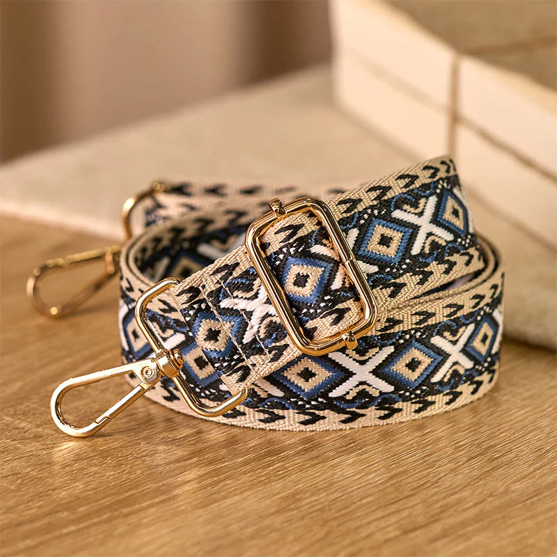Cinghie di ricambio per borse a tracolla regolabili in jacquard geometrico a righe e rombi boho Buddha Stones - Image 4