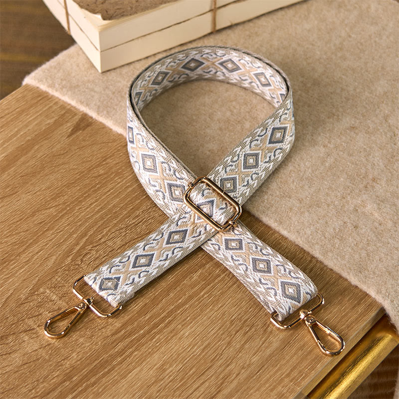 Cinghie di ricambio per borse a tracolla regolabili in jacquard geometrico a righe quadrilatere boho rombo Buddha Stones - Image 10