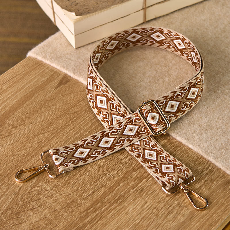 Cinghie di ricambio per borse a tracolla regolabili in jacquard geometrico a righe quadrilatere boho rombo Buddha Stones - Image 14