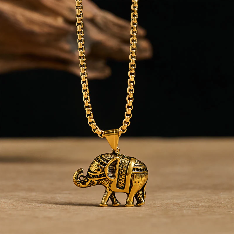 Ciondoli per collana rinforzati con elefante in acciaio al titanio Buddha Stones - Image 8