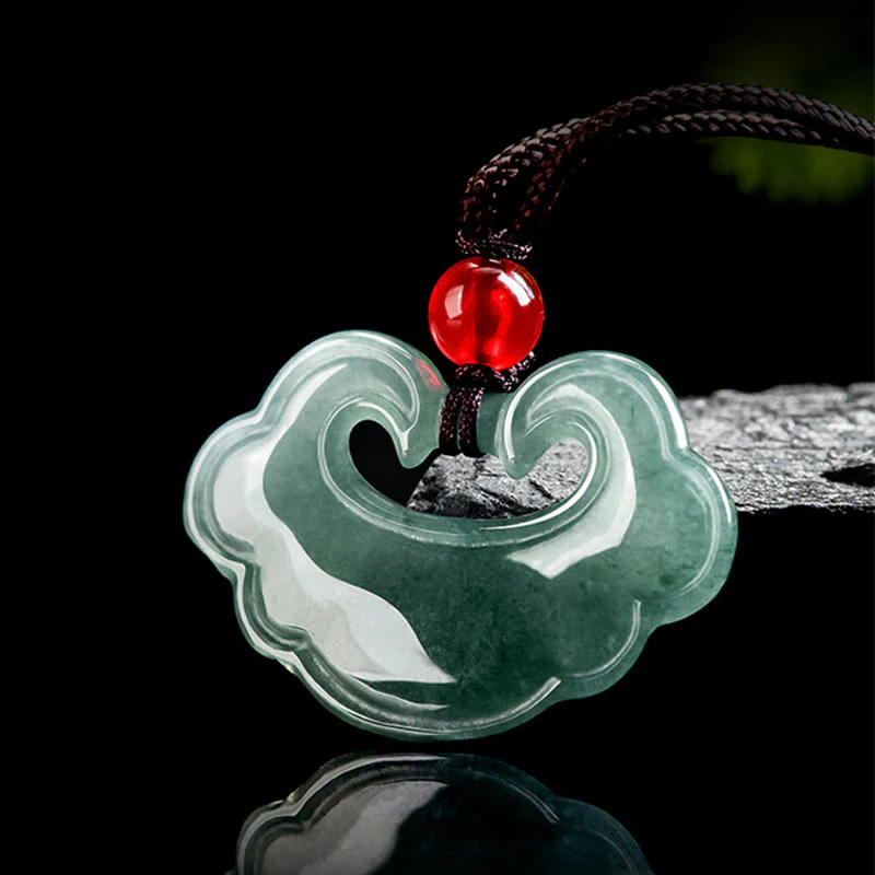 Ciondolo con ciondolo a forma di lucchetto cinese in giada verde naturale Buddha Stones - Image 3