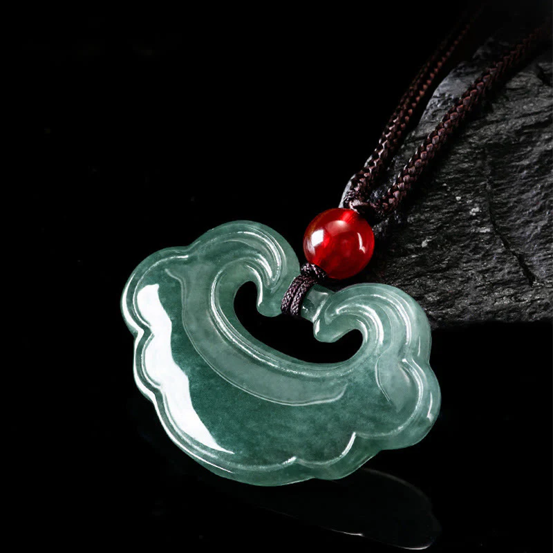 Ciondolo con ciondolo a forma di lucchetto cinese in giada verde naturale Buddha Stones - Image 4