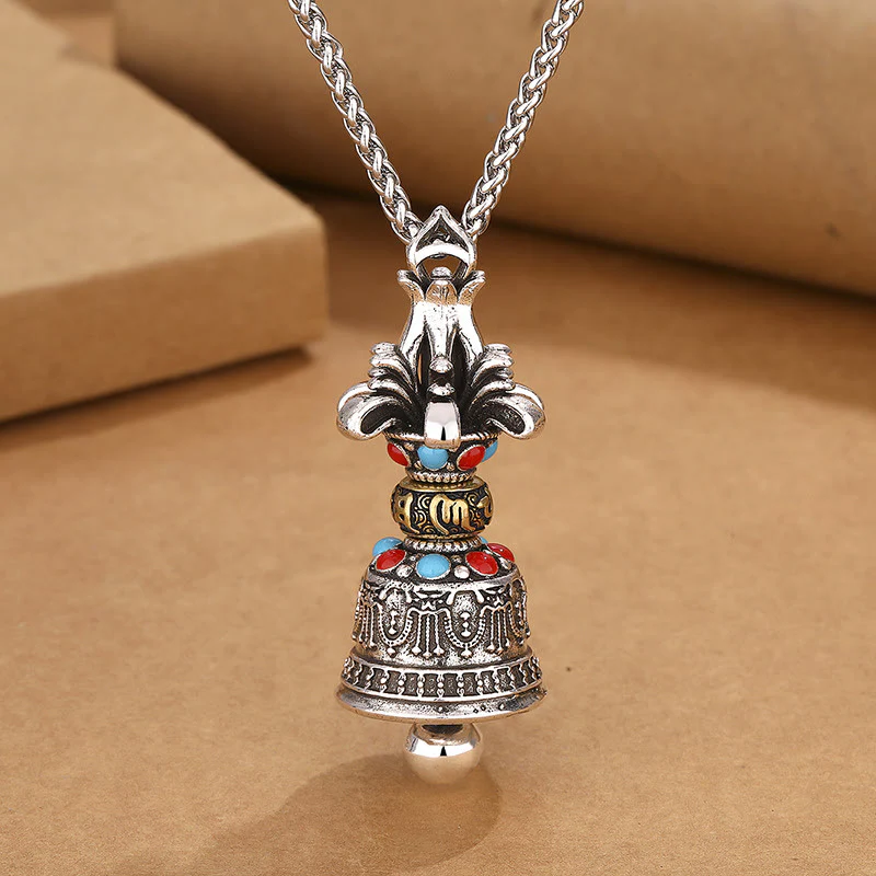Ciondolo con collana Buddha Stones tibetano Om Mani Padme Hum Dorje Vajra campana - Image 2