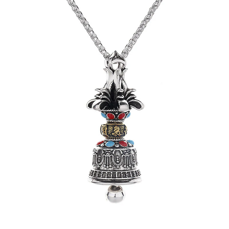 Ciondolo con collana Buddha Stones tibetano Om Mani Padme Hum Dorje Vajra campana - Image 4