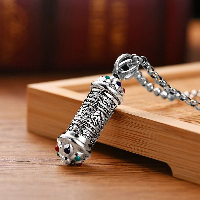 Ciondolo con collana Buddha Stones tibetano Om Mani Padme Hum Focus - Image 2