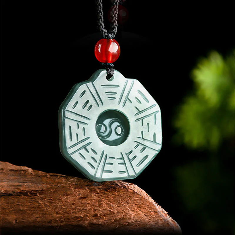 Ciondolo con collana di prosperità FengShui Bagua Yin Yang in giada naturale con Buddha Stones - Image 3
