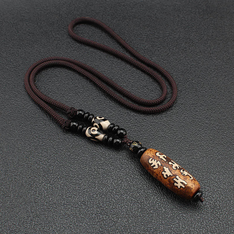 Ciondolo con collana di ricchezza Buddha Stones Tibet Om Mani Padme Hum Dzi con perline Avalokitesvara - Image 12
