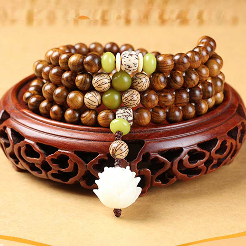 Collana Braccialetto Protezione Calma Mala Loto Palissandro Tibetano Buddha Stones - Image 2