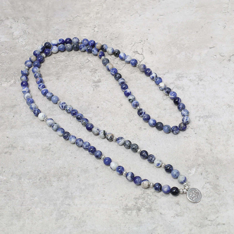Collana con bracciale in pietra naturale Buddha Stones Aventurina blu Lotus Peace - Image 7