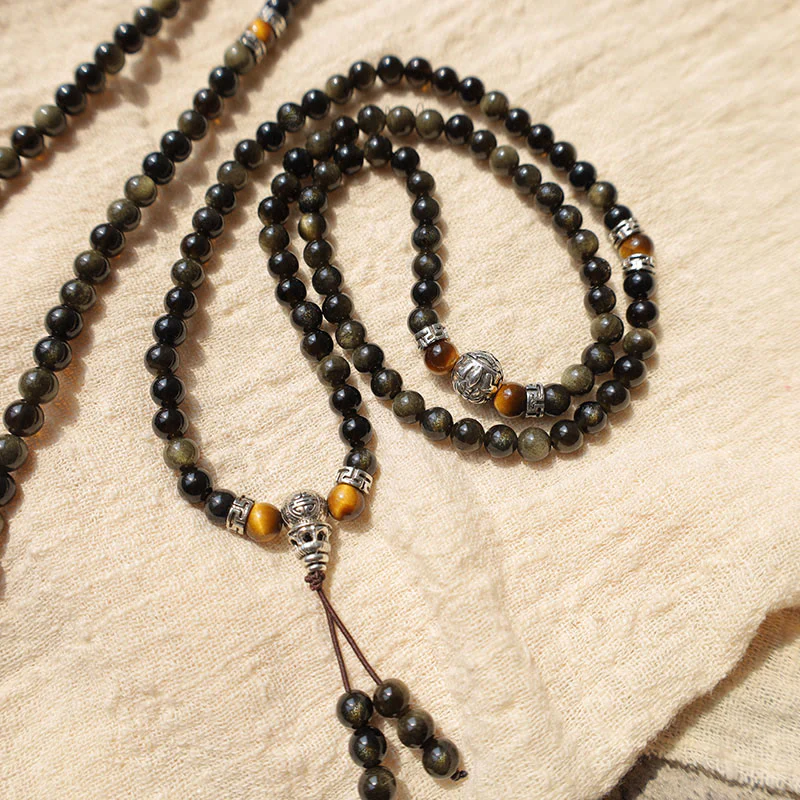 Collana con braccialetto energetico in ossidiana dorata - Image 3