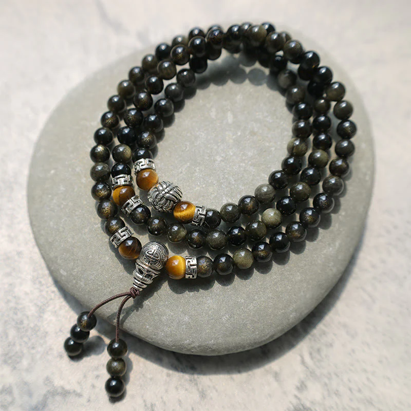 Collana con braccialetto energetico in ossidiana dorata - Image 4