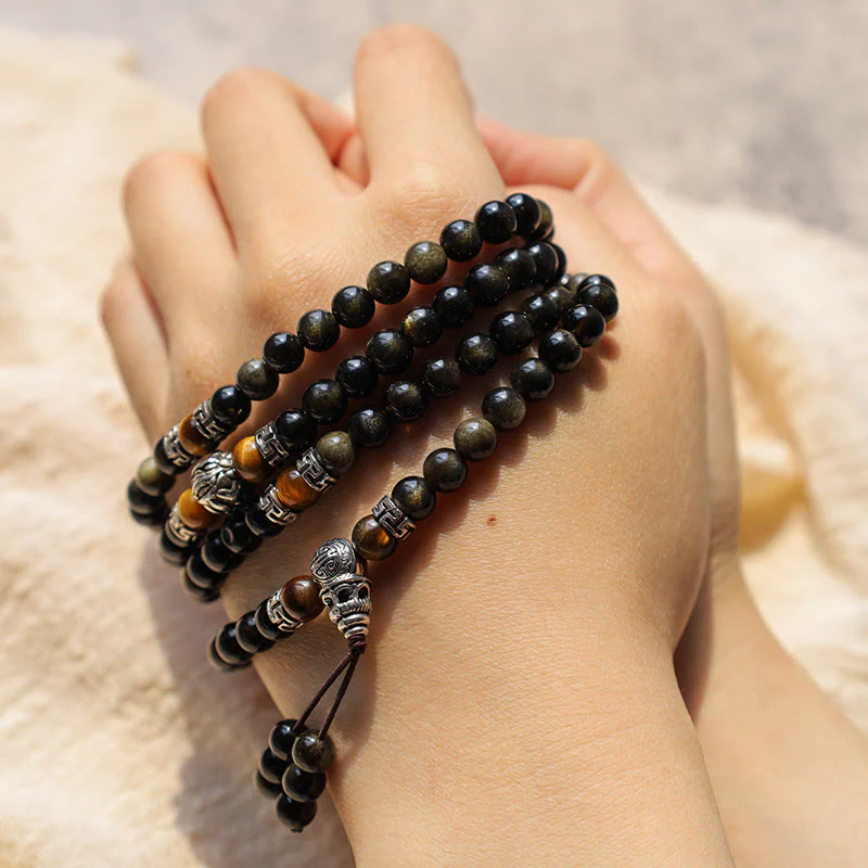 Collana con braccialetto energetico in ossidiana dorata - Image 7