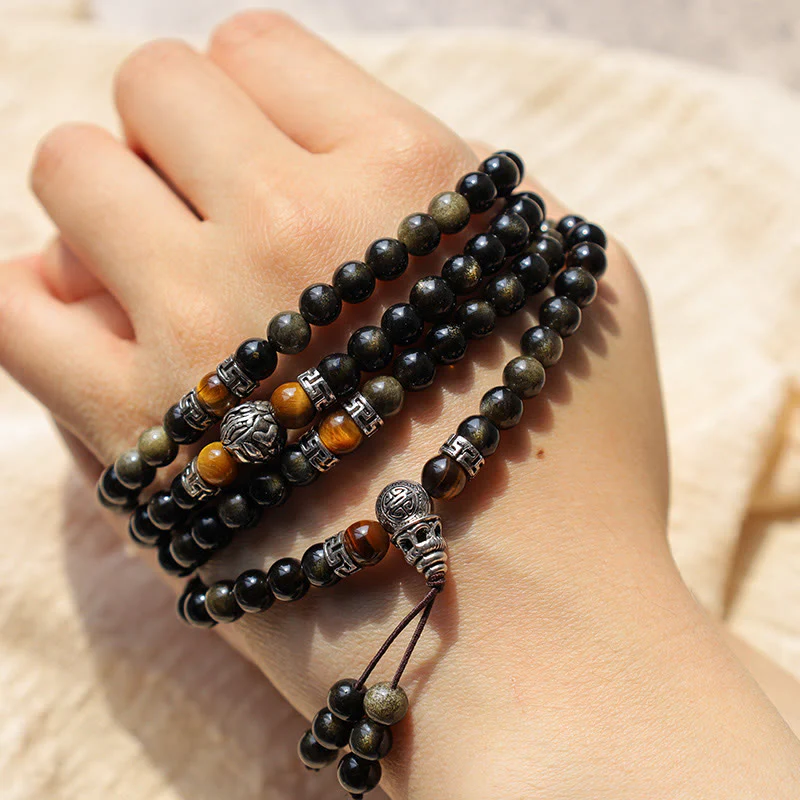 Collana con braccialetto energetico in ossidiana dorata - Image 8