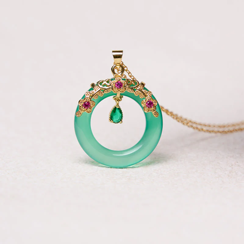 Collana con Buddha Stones, calcedonio verde, fibbia della pace, forza - Image 11