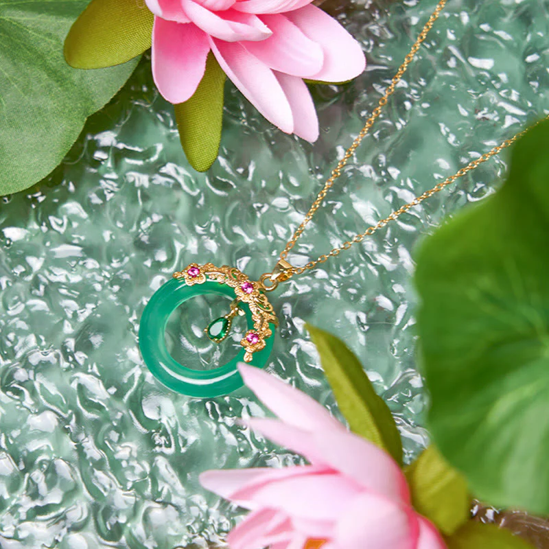 Collana con Buddha Stones, calcedonio verde, fibbia della pace, forza - Image 12