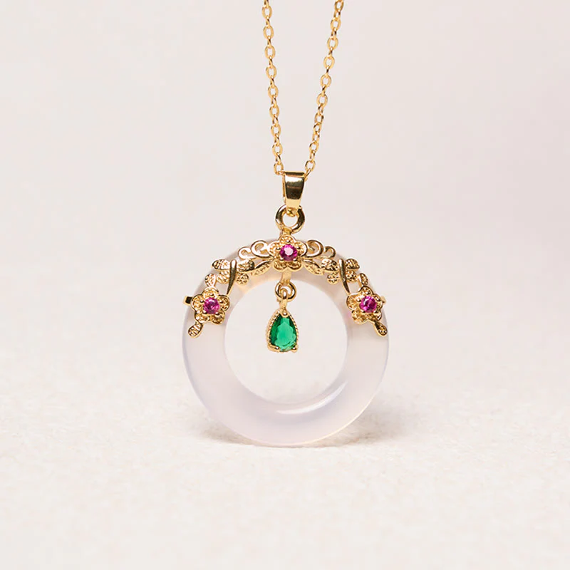 Collana con Buddha Stones, calcedonio verde, fibbia della pace, forza - Image 23