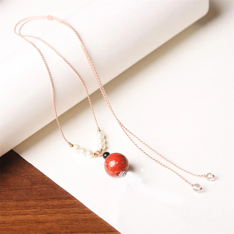 Collana con Buddha Stones, ebano, lacca Aurora, perline artigianali, perle, equilibrio - Image 10
