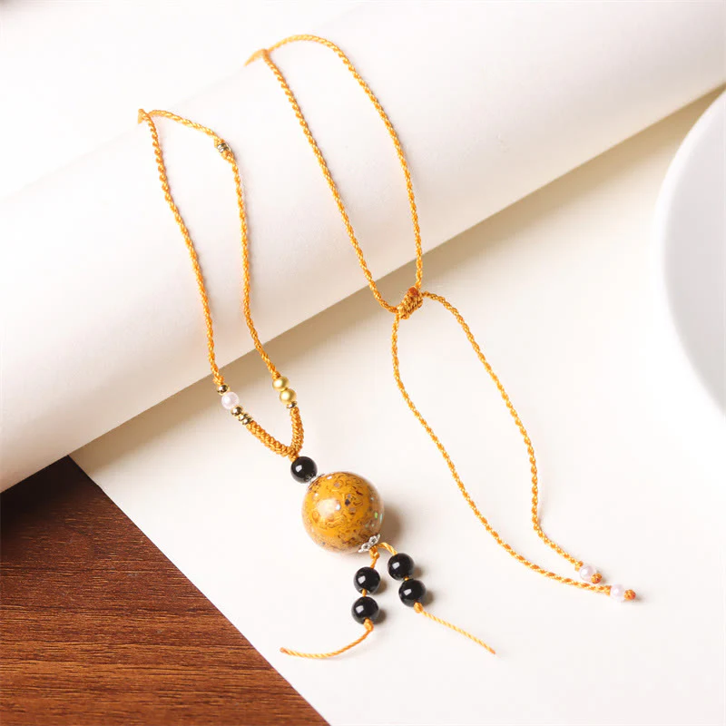 Collana con Buddha Stones, ebano, lacca Aurora, perline artigianali, perle, equilibrio - Image 14
