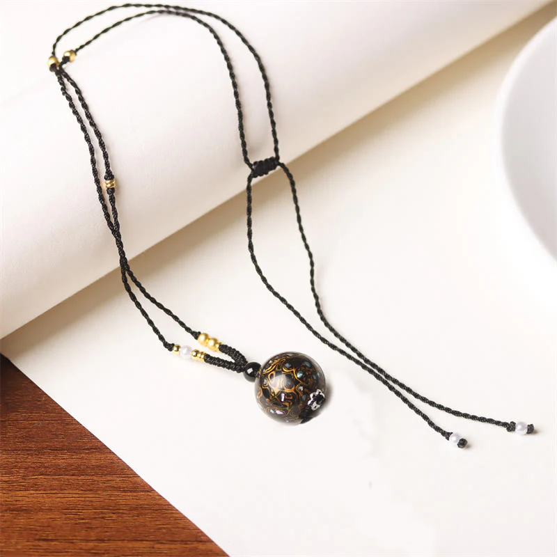 Collana con Buddha Stones, ebano, lacca Aurora, perline artigianali, perle, equilibrio - Image 19