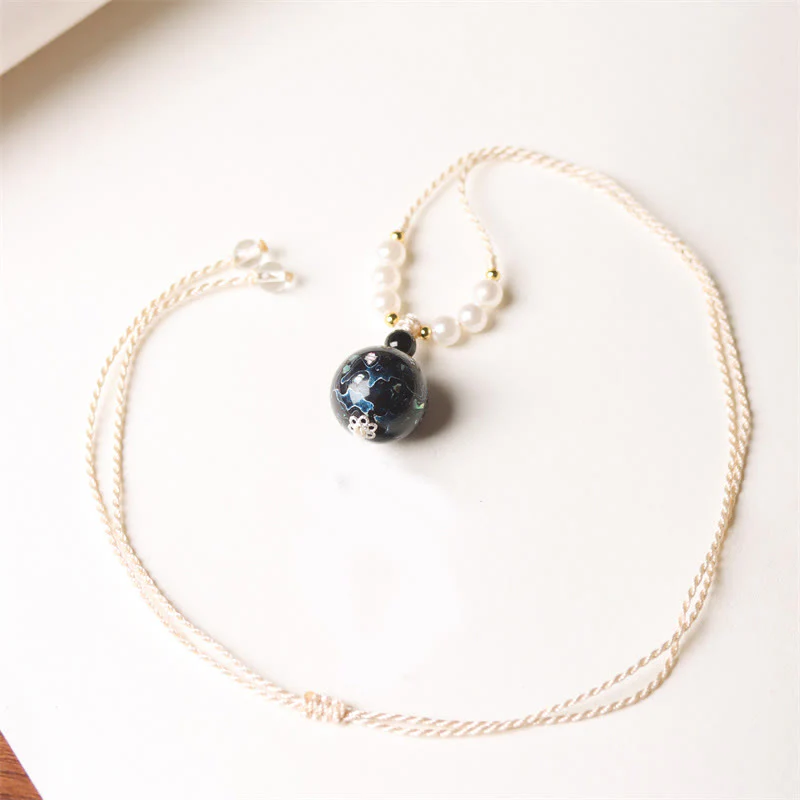 Collana con Buddha Stones, ebano, lacca Aurora, perline artigianali, perle, equilibrio - Image 7