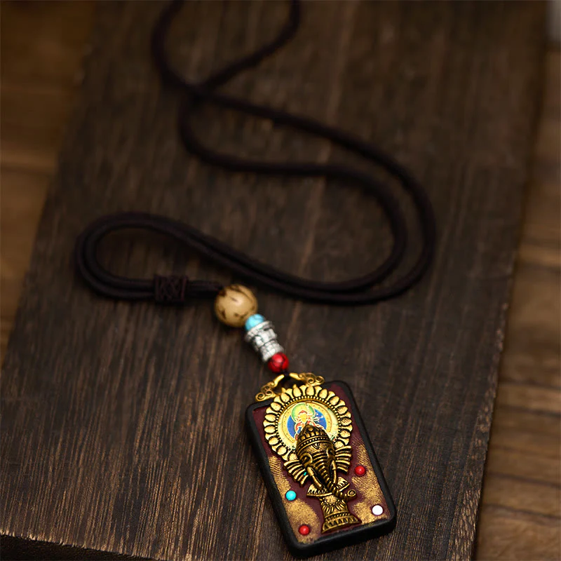 Collana con Buddha Stones Ganesh Ganpati di elefante e ciondolo in pietra della pace - Image 16