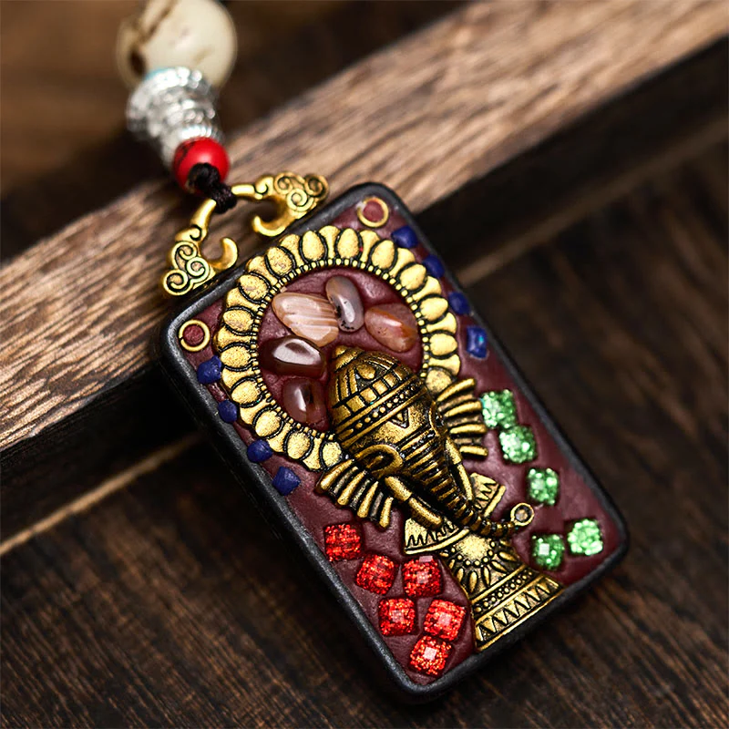 Collana con Buddha Stones Ganesh Ganpati di elefante e ciondolo in pietra della pace - Image 18
