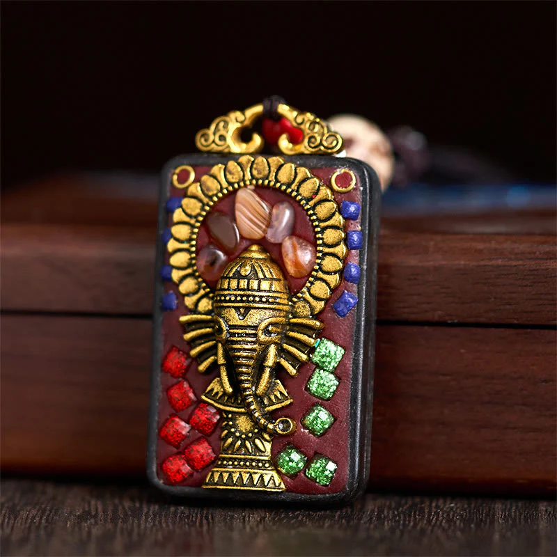 Collana con Buddha Stones Ganesh Ganpati di elefante e ciondolo in pietra della pace - Image 19