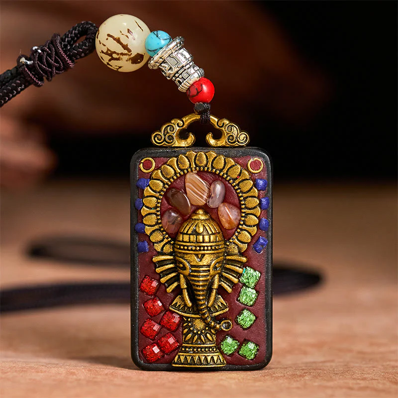 Collana con Buddha Stones Ganesh Ganpati di elefante e ciondolo in pietra della pace - Image 20