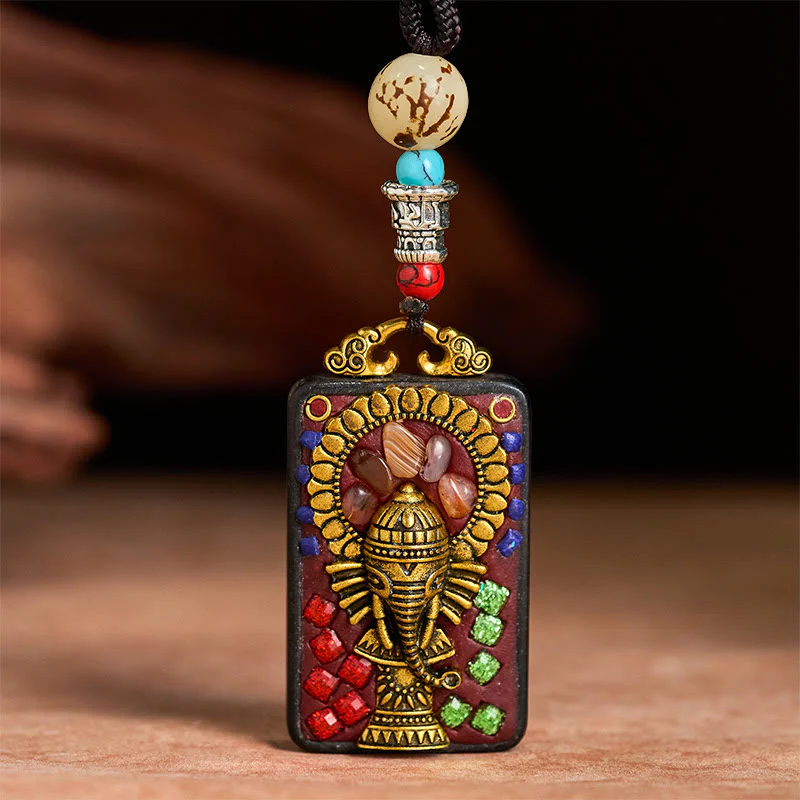 Collana con Buddha Stones Ganesh Ganpati di elefante e ciondolo in pietra della pace - Image 21