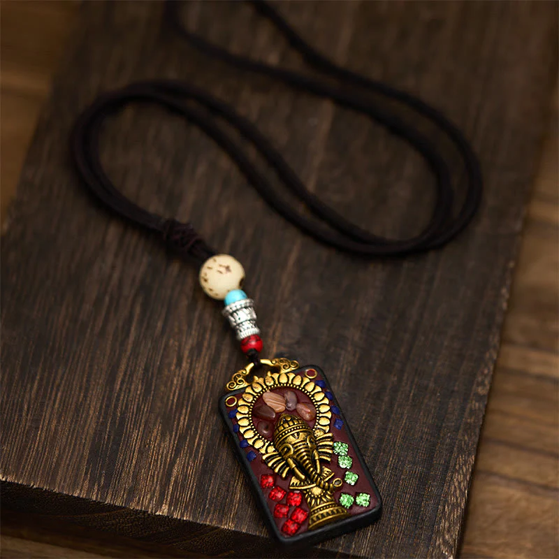 Collana con Buddha Stones Ganesh Ganpati di elefante e ciondolo in pietra della pace - Image 23